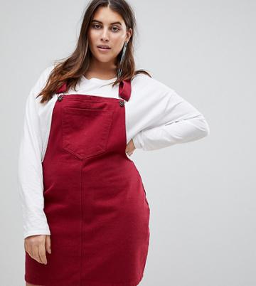 Liquor N Poker Plus Denim Overall Dress - Red