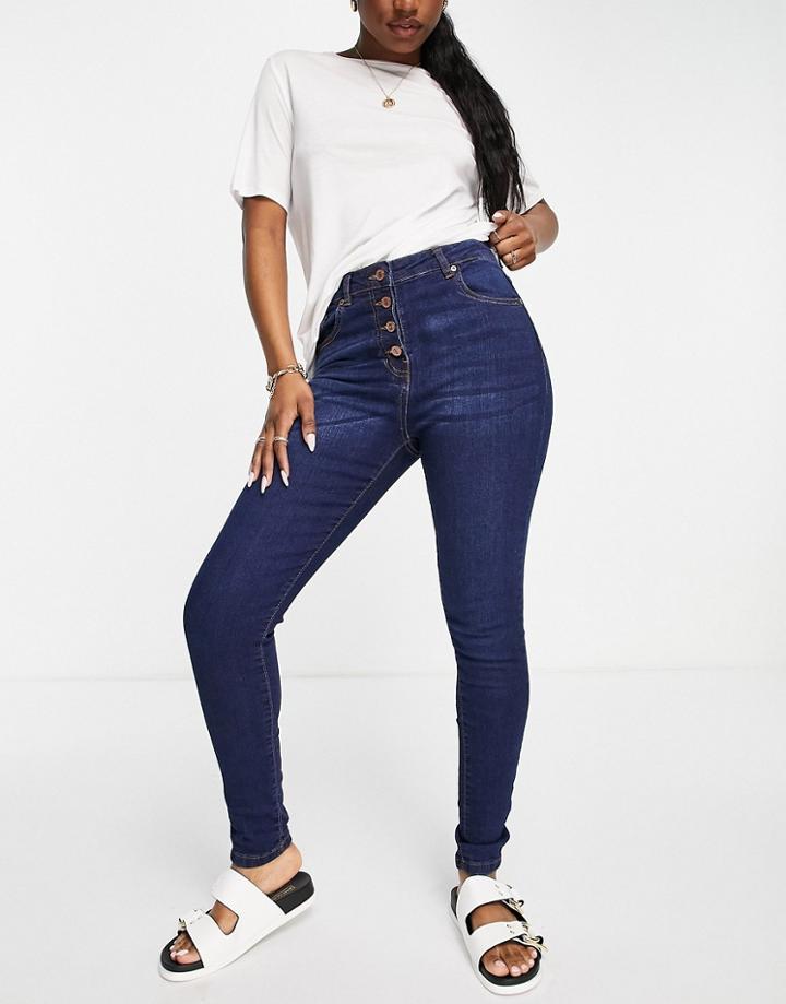 Parisian Button Up Skinny Jeans-blues