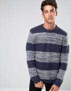 Asos Stripe Sweater In Textured Yarn - Blue
