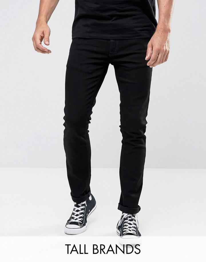 Nudie Jeans Tall Tight Long John Skinny Jeans Black Wash - Black