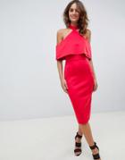 Asos Design Double Layer Halter Pencil Dress - Red