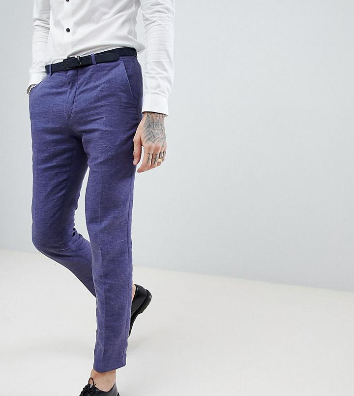 Heart & Dagger Skinny Suit Pants In Linen - Brown
