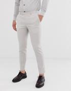 Moss London Slim Suit Pants In Beige Linen With Stretch