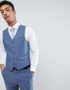 Harry Brown Wedding Wool Blend Blue Donegal Slim Fit Vest - Blue