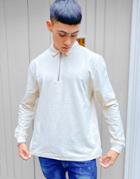 Asos Design Oversized Rugby Top With Zip In Beige-neutral