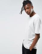 Pull & Bear Longline T-shirt In Light Gray - Blue