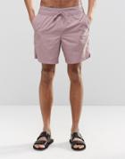 Asos Mid Length Swim Shorts In Pink With Double Waistband - Pink