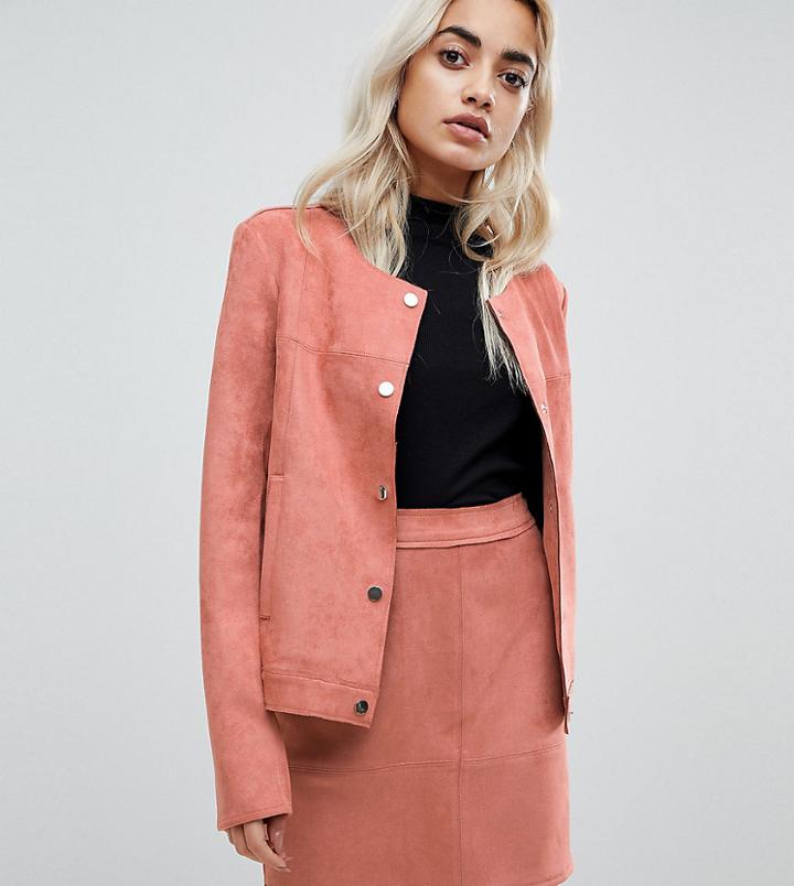 Vero Moda Petite Faux Suede Blazer - Pink