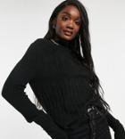 Noisy May Tall Ribbed High Neck Sweater In Black Heather