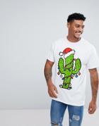 New Love Club Holidays Cactus Print T-shirt - White