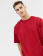 Asos Design Oversized T-shirt With Crew Neck In Red - Red