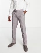 Harry Brown Check Slim Fit Suit Pants-pink