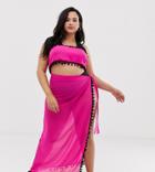 South Beach Curve Wrap Top & Sarong Two-piece In Pink