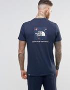 The North Face T-shirt With Red Box Logo In Navy - Navy