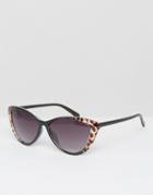7x Leopard Cat Eye Sunglasses - Black