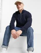 Asos Design Cotton Half Zip Sweater In Navy