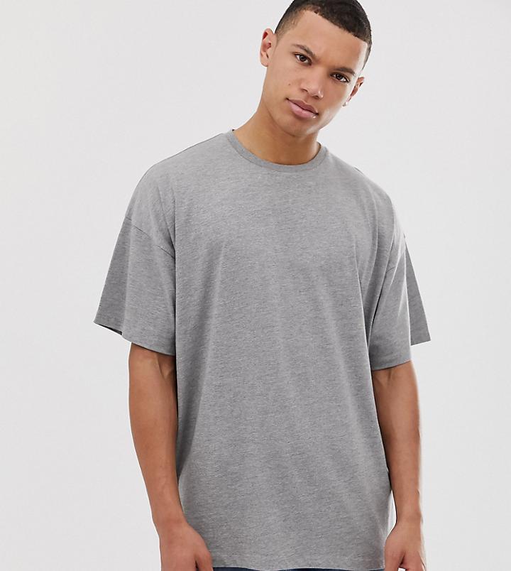 Asos Design Tall Oversized T-shirt With Crew Neck In Gray