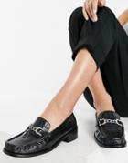 Topshop Croc Buckle Detail Loafers In Black