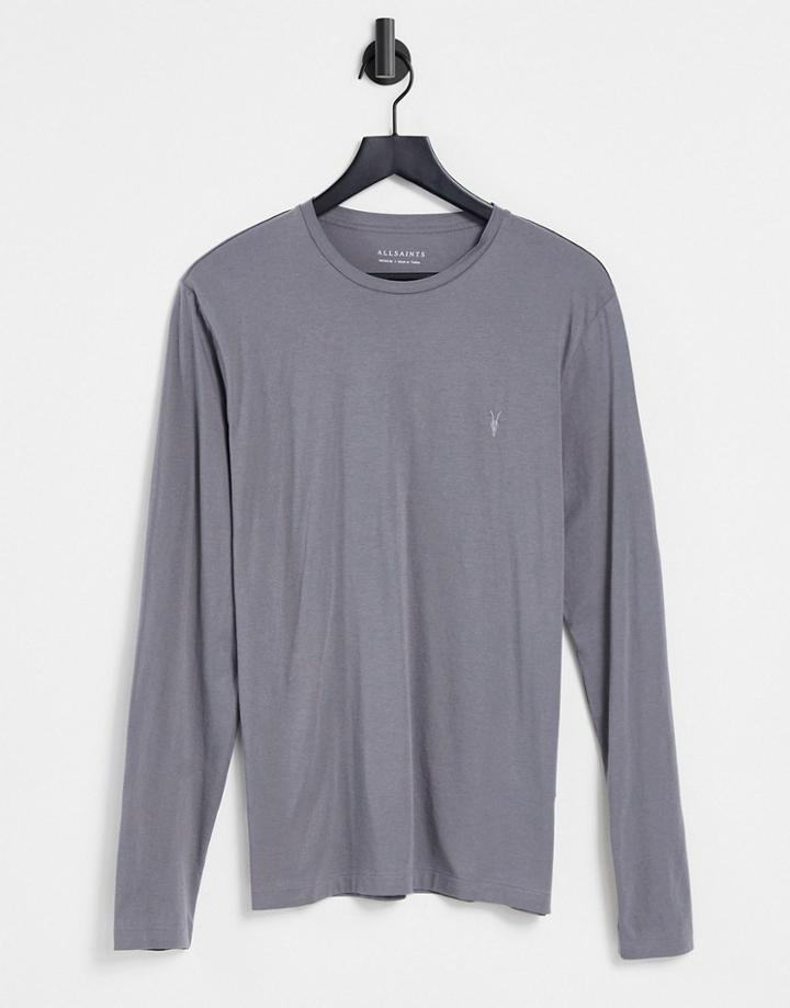 Allsaints Ramskull Logo Long Sleeve Tonic T-shirt In Gray-grey
