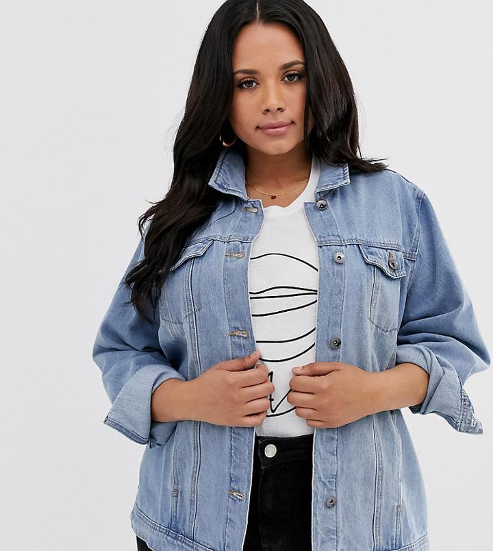 Simply Be Oversized Denim Jacket In Blue - Blue