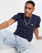Selected Homme Organic Cotton Blend T-shirt With Mountain Embroidery In Navy