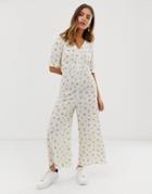 Nobody's Child Relaxed Jumpsuit In Ditsy Floral - Cream