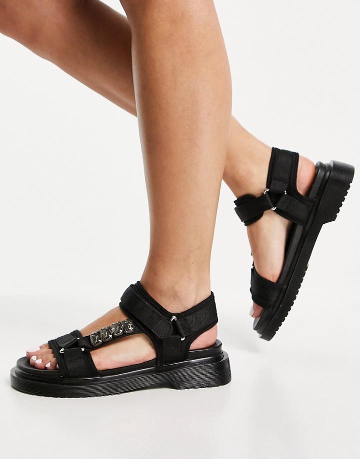 River Island Gum Sole Strappy Sandal In Black