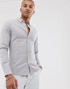 Asos Design Skinny Oxford Shirt In Gray Yarn Dye