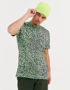 Only & Sons Leopard Print T-shirt In Green