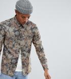 Reclaimed Vintage Inspired Dogstooth Shirt With Print - Brown