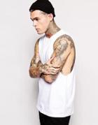 Asos Sleeveless T-shirt With Dropped Armhole - White