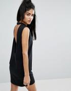 Asos Sleeveless T-shirt Dress With V Back - Black