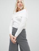 Pull & Bear Bardot Jersey Sweater - White
