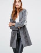 Religion Wool Overcoat With Tassels - Gray