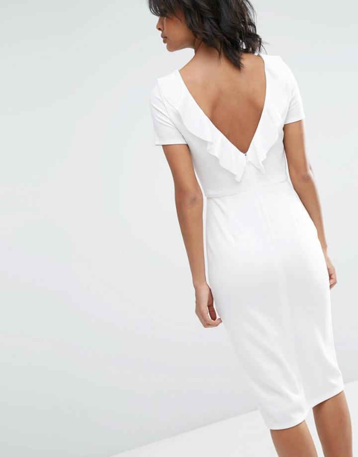 Asos Ruffle Back Midi Dress - Ivory
