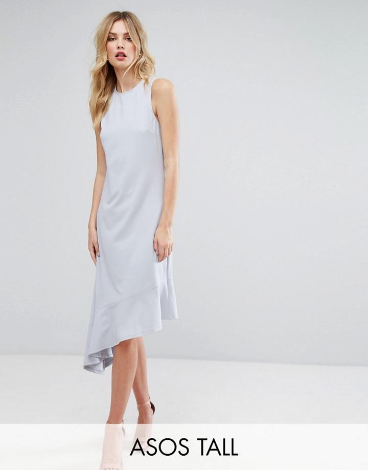 Asos Tall Drop Hem Midi Dress - Gray