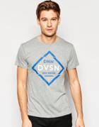 Esprit T-shirt With Denim Division Print - Light Gray Marl