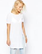 Asos Longline Top With Front Split - White