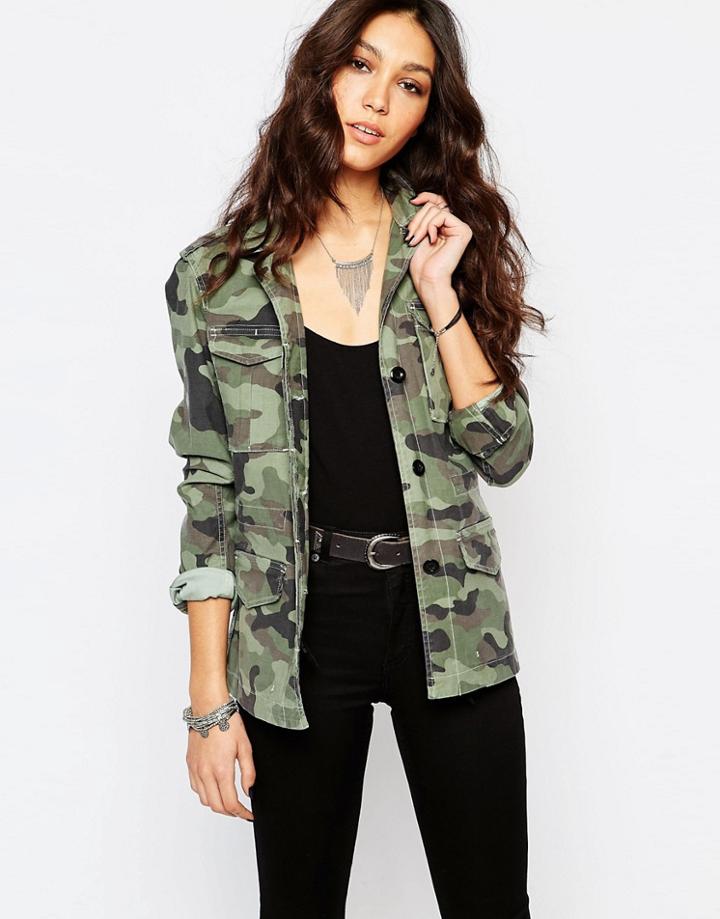 Replay Festival Camo Print Jacket - Khaki