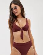 Seafolly Active Ring Front Crop Bikini Top In Plum - Purple