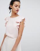 Coast Caz Blush Frill Sleeve Top - Pink