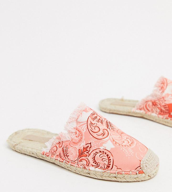 Asos Design Wide Fit Josie Espadrille Mules In Floral Print-multi