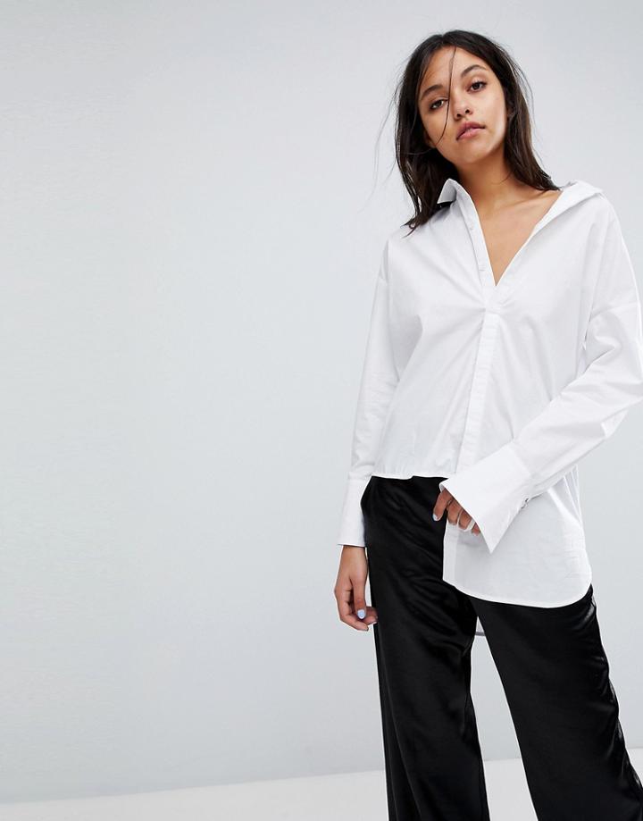 Gestuz Long Shirt With Asymmetric Detail - White