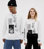 Collusion Unisex Long Sleeve Graphic T-shirt - White