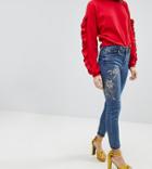 New Look Sasha Floral Embellished Skinny Jean-blue