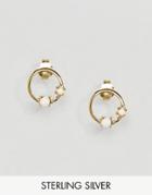 Asos Gold Plated Sterling Silver Faux Opal Stone Stud Earrings - Gold