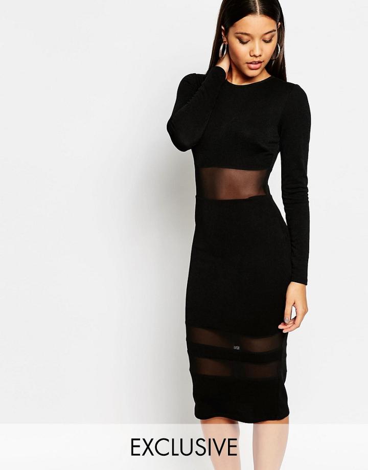 Club L Panel Detailed Midi Dress - Black