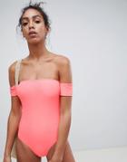 New Look Bardot Swimsuit - Pink