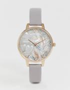 Olivia Burton Ob16vm37 Abstract Floral Leather Watch-gray