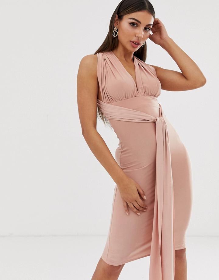 Club L London Multi Way Midi Dress-pink